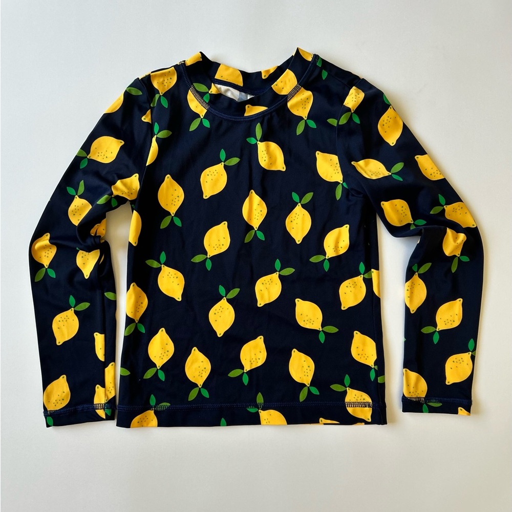 Hanna Andersson Navy Rasguard with Yellow Lemon Print, size 6/7